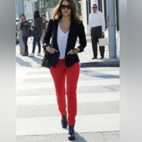 RALPH LAUREN Size 8 Stretchy Cotton Blend Vivid Red Pants Cozy Valentine $119NEW - Picture 1 of 16